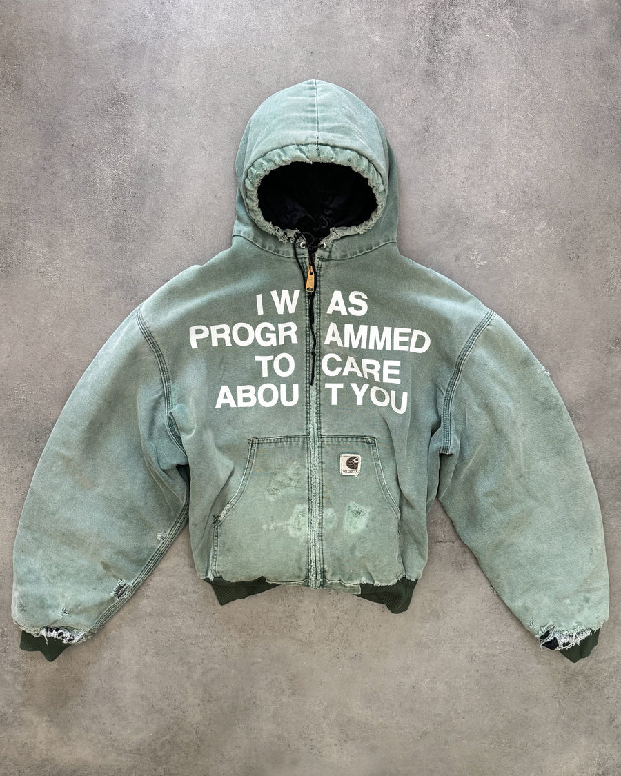 Artificial Fever " I Was Programmed To Care About You" Hooded Work Jacket