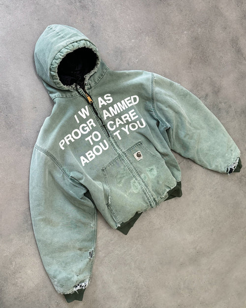 Artificial Fever " I Was Programmed To Care About You" Hooded Work Jacket